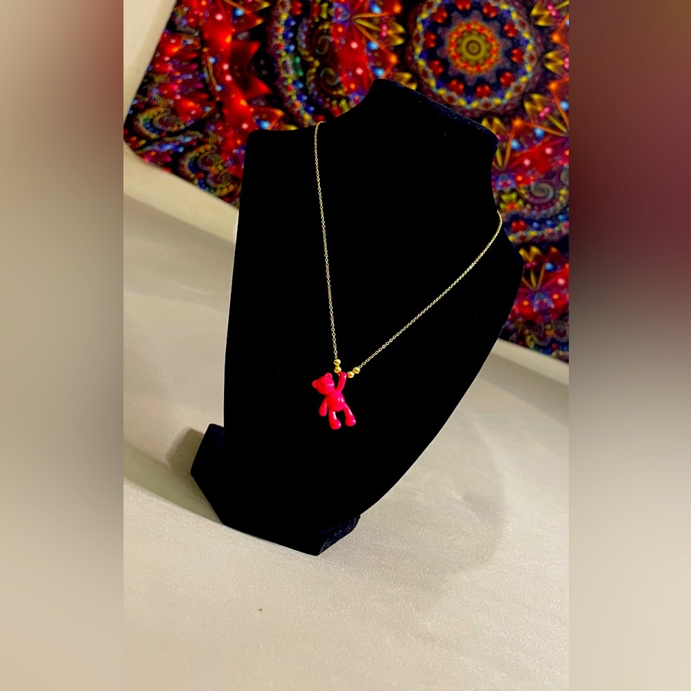 Pink Bear Necklace